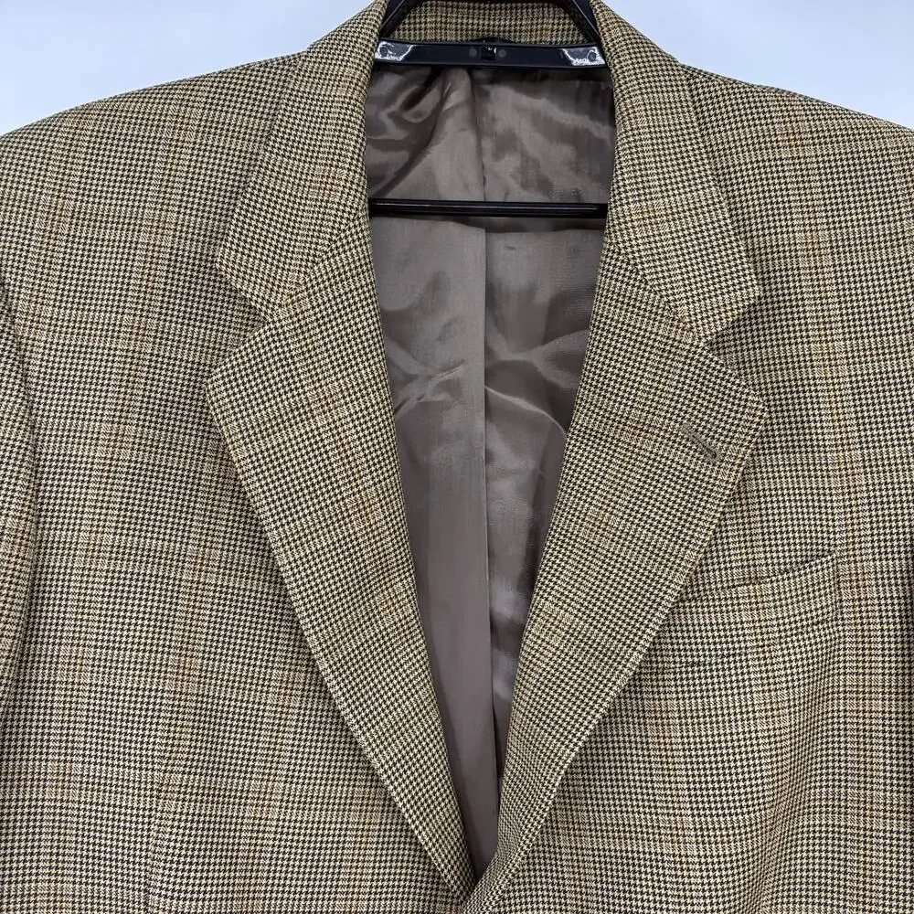 Vtg Barneys New York Wool Glen Plaid Men Blazer Sz 50 Old Money Preppy Heritage
